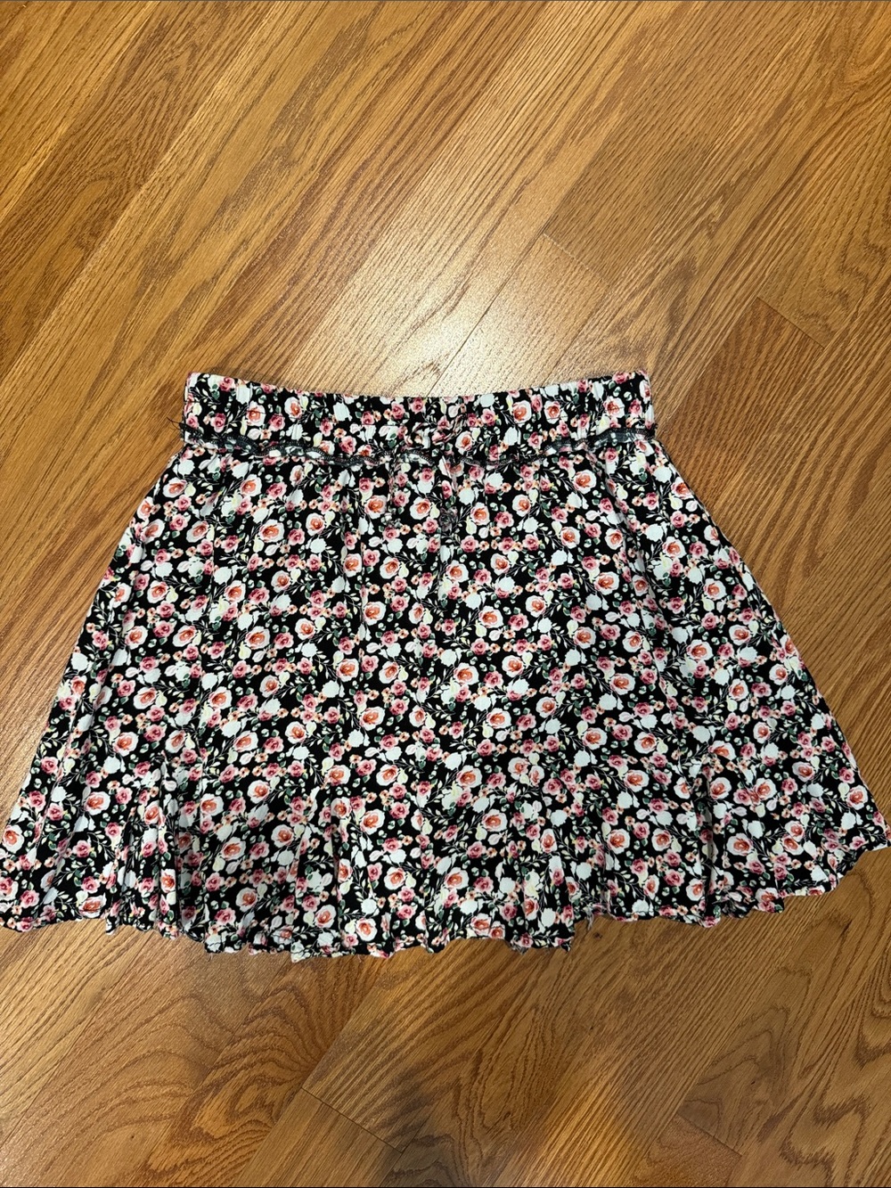 Floral Print Black Skater Skirt